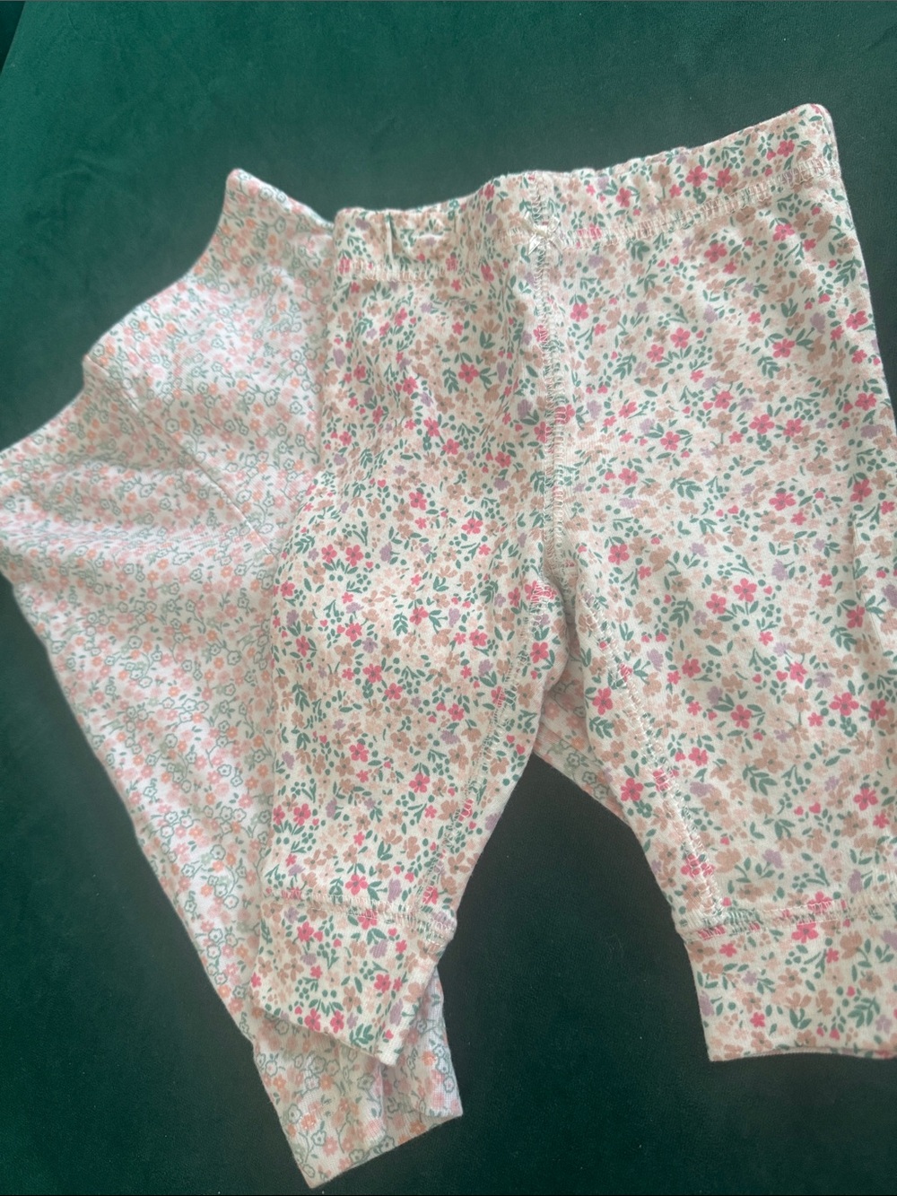 Carter's Cream Baby Leggings with Pink & Green Floral Print